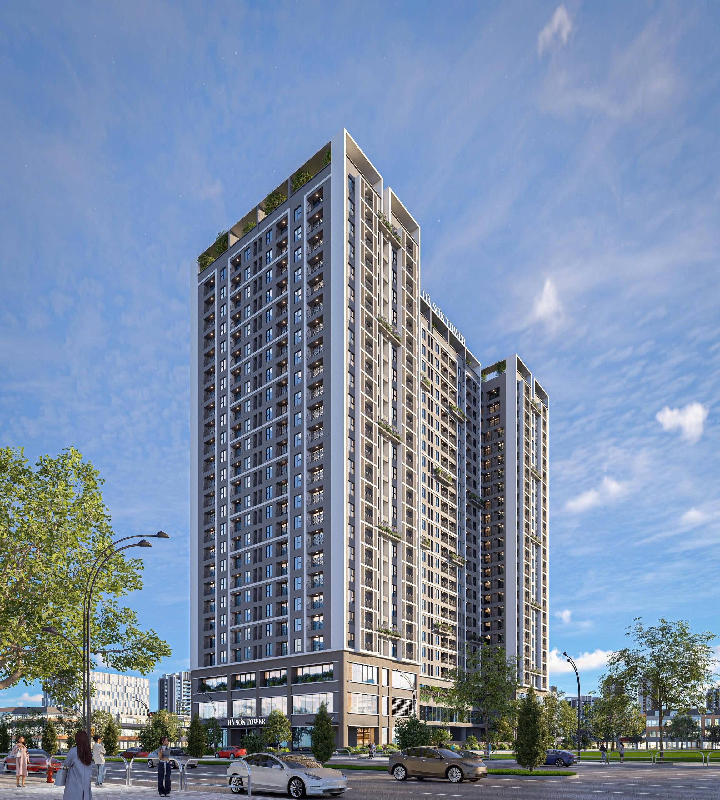 Minh họa không gian đô thị và giao thông quanh Hà Sơn Tower Trạm Trôi